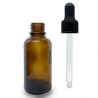 £5.98 • Buy 30ml Amber Glass Dropper Bottles Pipette | Aromatherapy Ear Eye Drops Beard Oil