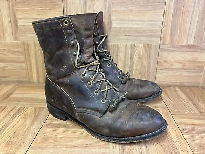 RARE🇺🇸 Justin Vintage Brown Leather Logger Packer Sz 9 D Men's Boots Work • $99.99