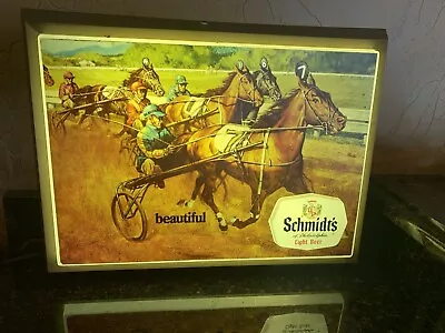 Vintage Schmidt Lighted Beer Sign. Race Horse. 19 W X 14  L. • $69.95