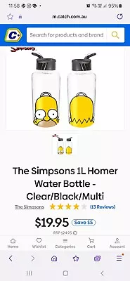 Simpson 1 Litre Homer Water Bottle • $5