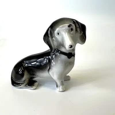 Vintage Tiny Dachshund Porcelain Figurine 5828 Germany Gray White 2  High • $10.23