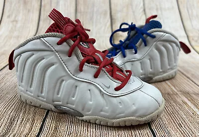 Nike Little Posite Shoes Red White Blue USA Kids Size 10C DJ4026-001 • $15