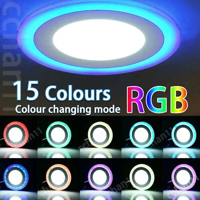 LED Ceiling Panel Down Light RGB 16 Colour Changing Ring Bedroom Mood Light Lamp • £7.48