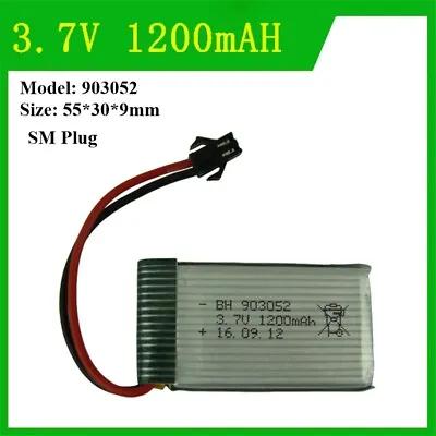 $18.47 • Buy New 903052 1200mAh 3.7V SM Plug Li-Po Battery For RC Helicopter Drone Toys