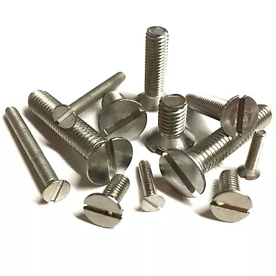 M2 M2.5 M3 Slotted Countersunk Machine Screws - A2 Stainless - CSK Bolts DIN 963 • £2.50
