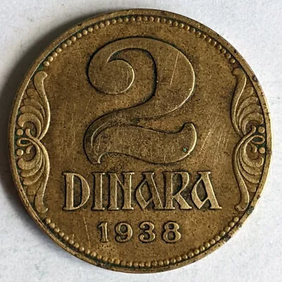 1938 Yugoslavia 2 Dinar Coin  • £0.89