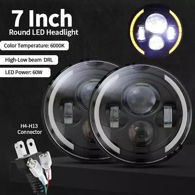 2x 7  Round DOT LED Headlights DRL Hi/Lo Beam Lamp For Jeep Wrangler JK LJ TJ CJ • $42.99