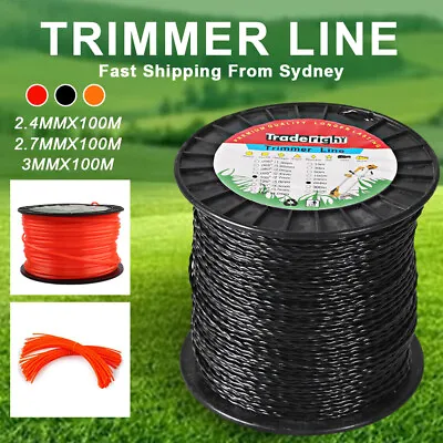 COMMERCIAL USE TRIMMER LINE 2.4MM/2.7MM/3.0MM*100M MOWING Whipper Snipper Cord • $21.99
