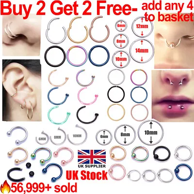 £1.49 • Buy Nose Ring Nose Lip Hoop Cartilage Tragus Helix Ear Piercing Surgical Steel Rings