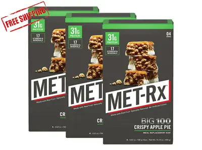 MET-Rx Big 100 Colossal Protein Bars Crispy Apple Pie Meal Replacement Bars 12ct • $24.37