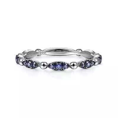 New Gabriel & Co. 14K Gold Cluster Sapphire Stackable Ring LR51704W4JSA • $650