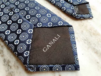 Canali Tie 3.5  X 60  Silk Jacquard Blue Medallion Pattern Made In Italy • $12.50