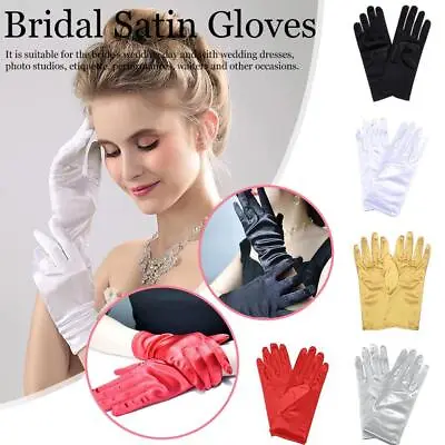 £2.59 • Buy Ladies Short Wrist Gloves Smooth Satin For Party Dress Prom Wedding Evening C4U0