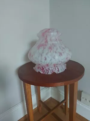 £28 • Buy Italian Glass Pendant Light Shade Vintage 1970s White & Pink Mottled PERFECT 