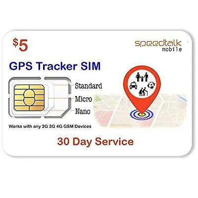GSM SIM Card For GPS Trackers Speedtalk Mobile Works With 2G3G4G 30 Day • $7.99