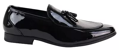 £64.99 • Buy Mens Black Patent Leather Tassel Classic Smart Formal Slip On Loafers Shoes