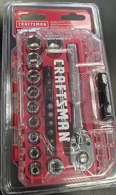 New CRAFTSMAN 24 Piece 1/4  SAE 6 Point Socket Set Mechanic's Tool Set- F. Ship • $25.25