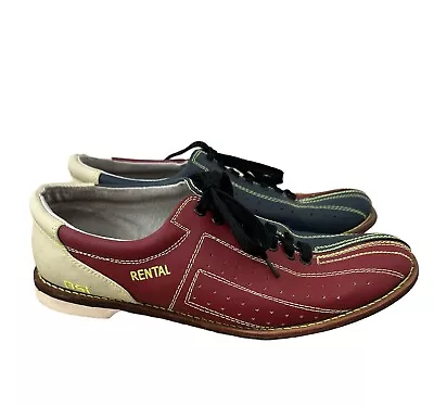 Vintage BSI Rental Bowling Shoes Maroon & Blue With Lime Green Men’s Size 13 • $45