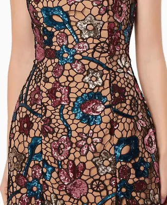 Elliatt Remix Midi Dress Sequin Lace Fabric Wedding Guest Dress Size S NWT $450 • $180