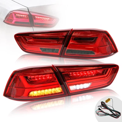 $109.99 • Buy VLAND Full LED Tail Lights Red Smoked Lens For Mitsubishi Lancer EVO X 2008-2017