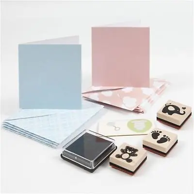 8 X Assorted Colour Square Shaped Blank Baby Card With Envelope Set Craft Making • £8.99