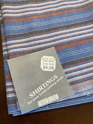 $18 • Buy Vintage Sewing Fabric Blue Chambray Stripe Shirting 2 Yards NEW Woolworth's NWT