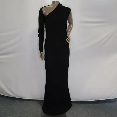 Marcella Womens Maxi Gown Dress Black L/Large Manhattan One Shoulder Bodycon • $24.99