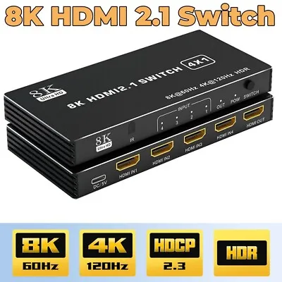 HDMI 2.1 Switch 4K 120Hz 5 Port 8K HDMI Switch Splitter 144Hz Dolby Vision HDR • $29.99