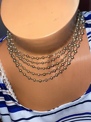 Vintage RARE Crown Trifari 5 String Pearl  Necklace Chocker • $55