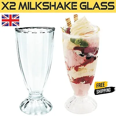2x Tall Ice Cream Sundae Glasses Milkshake Knickerbocker Glory Dessert Ice Cream • £9.99