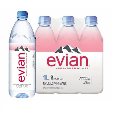 Evian Natural Spring Water 1 Liter Premium Water Bottles 33.8 Fl Oz (Pack O... • $18.37