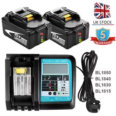 For Genuine Makita Battery 18V 5.0Ah LXT BL1850B BL1830B BL1815N Digital Charger • £37.90