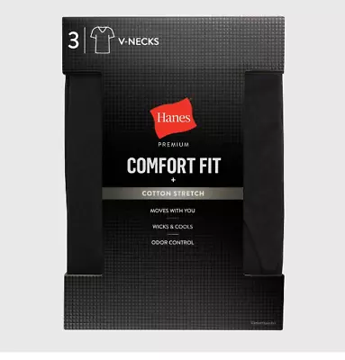 $21.57 • Buy Hanes Premium Men's Small 34-36 Comfort Fit Black V-Neck T-Shirts Tees 3 Count