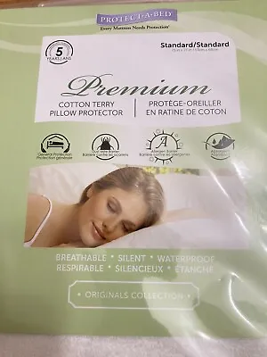 Protect A Bed Premium Cotton Terry Pillow Protector. Standard 21 X 27. White • $5
