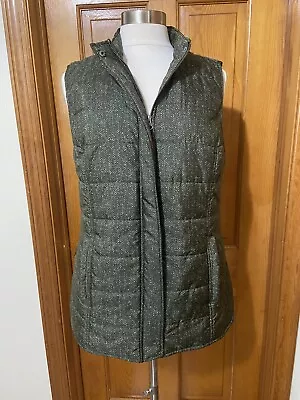 J Jill Herringbone Quilted Puffer Vest Balsam Green Equestrian Insulated Size M • $22