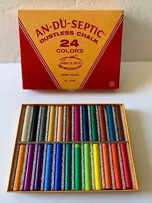 Vintage An-du-septic Binney & Smith Dustless Chalk 24 Colors Unused • $39.99