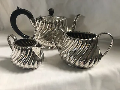 James Dixon & Sons ANTIQUE Silver Plated Tea Set Tea Pot Sugar Bowl Creamer • £53.79