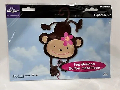 Set Of 3 Cute Monkey Pink Flower Mylar Balloons - 40” Anagram *New In Package* • $0.99