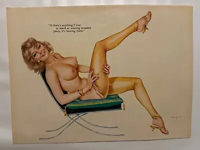 VARGAS GIRL Sexy Pin-Up Feb 1964 Playboy Print Blonde Wearing Tight Gold Pants • $18.95