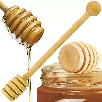 GENUINE PRIMA Wood HONEY DIPPER 16cm Wooden Spoon Server Drizzler Honey Pot UK • £3.78