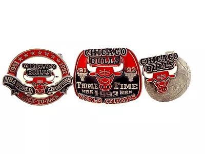 Chicago Bulls - NBA World Champs - (3) Belt Buckle Pewter Enamel ~#0162 • $29.99