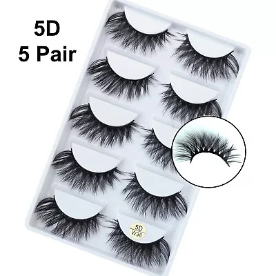 5 Pairs False Eyelashes Long Thick Natural Fake Eye Lashes Set Mink Makeup W36 • £3.59