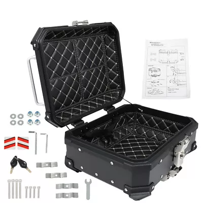 Motorcycle Aluminum Trunk Rear Top Case Luggage Tour Tail Tool Box Lock 22L • $89.01