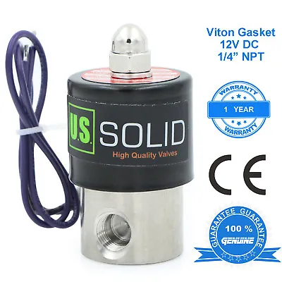 U. S. Solid 1/4  Stainless Steel Electric Solenoid Valve 12V DC Normally Closed • $29.89