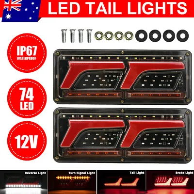 2x 74 LED Tail Lights Stop Reversing Flowing Turn Signal Trailer Truck Lamp Ute • $31.95