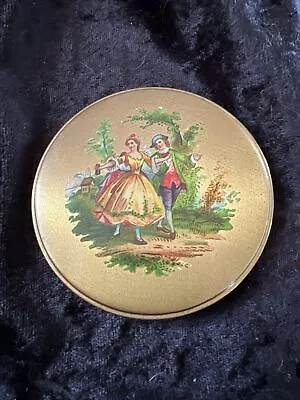 Vtg Fancy Woman & Man Gold Compact • $6.99