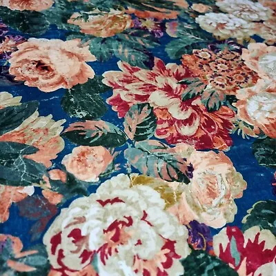 £52.99 • Buy 225cm SANDERSON Very Rose & Peony King Fisher Velvet Fabric, SECONDS