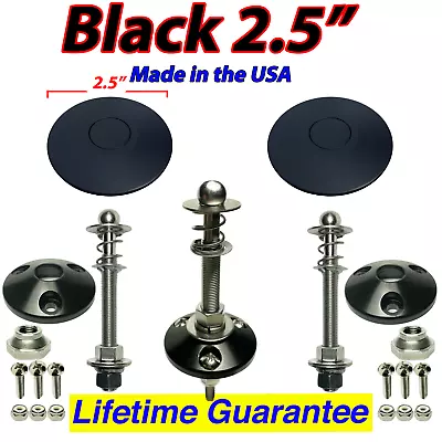 New 2.5  Black Pair Quick Latch Hood Pins Hood Push Button Latches Mustang USA • $149.95