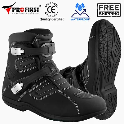 Mens Motorcycle Touring Boots Motorbike Riding Armoured Waterproof Leather Shoes • £57.99