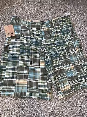 IZOD Saltwater Madras Multicolor Patchwork Flat Front  Mens Shorts Size 36 NWT • $13.99